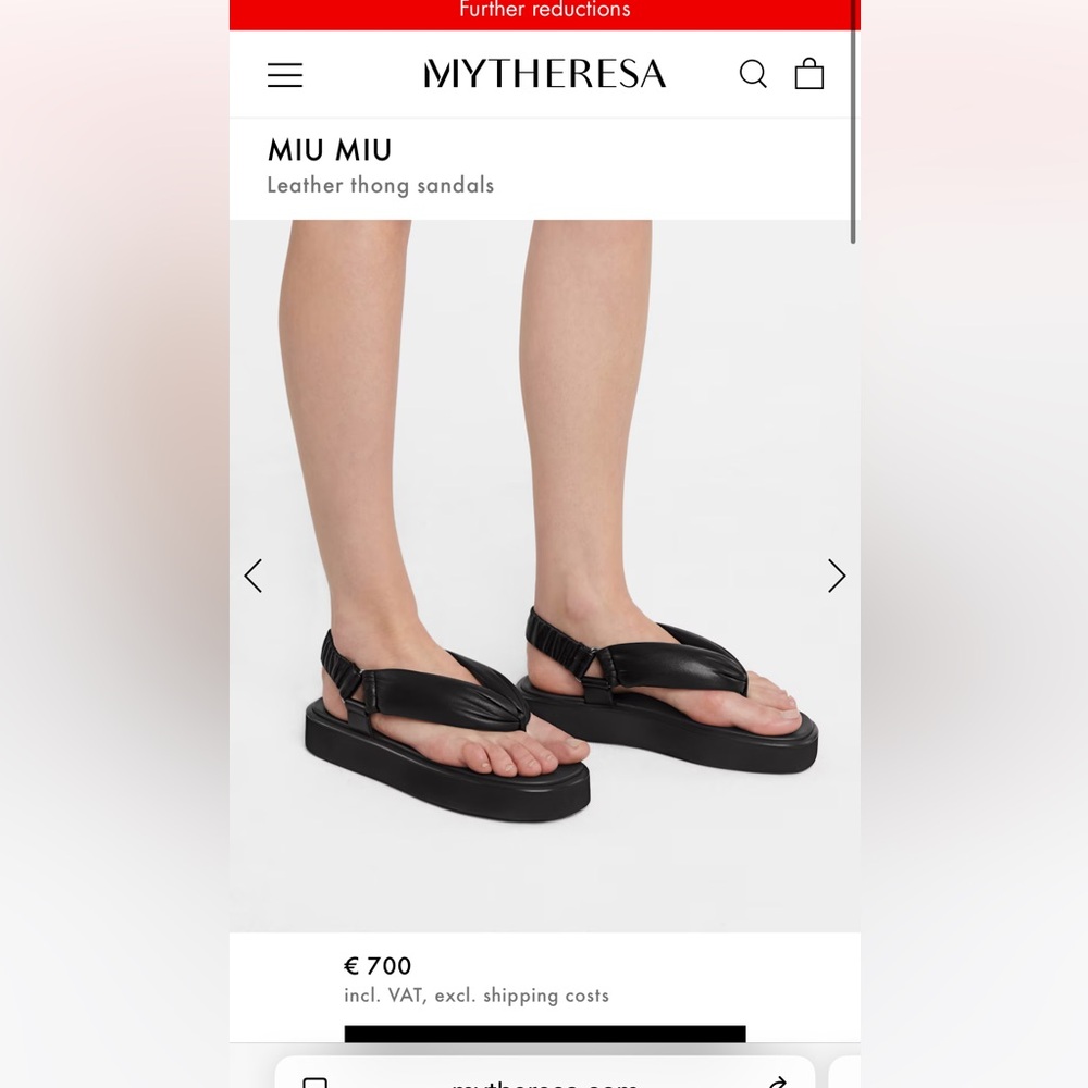 NIB Miu Miu Black Leather Slingback Thong Platform Sandal 38.5 - Picture 3 of 9